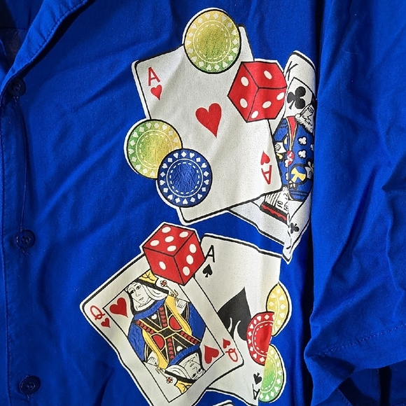Blue Poker Themed Button-Up Shirt Size 4x. - Picture 4 of 6